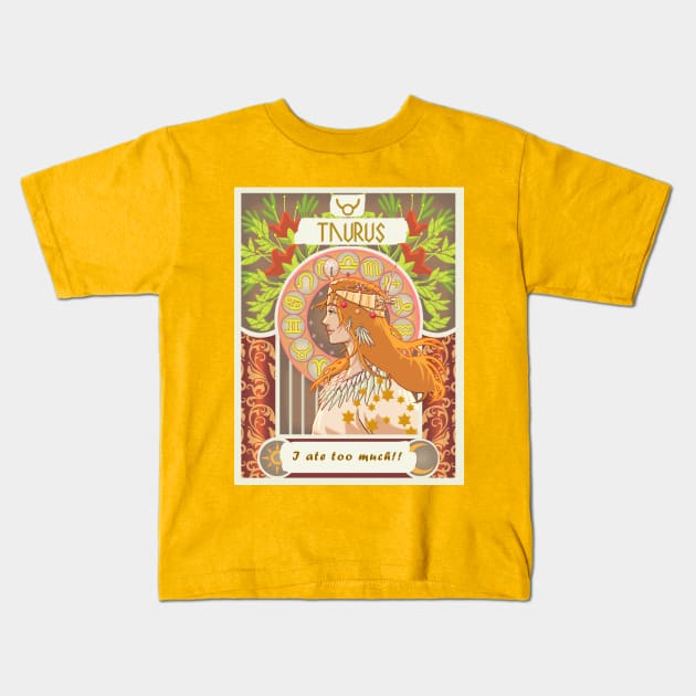 Taurus e o Zodíaco Kids T-Shirt by Artswarehouse